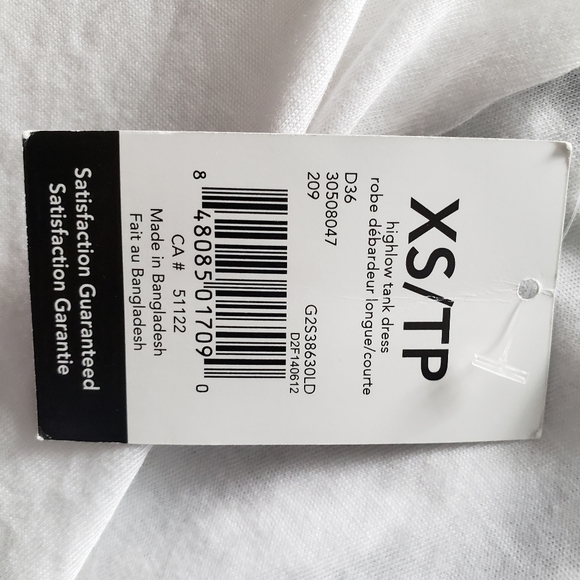 White high low tank dress.  Size Xtra Small. - Picture 2 of 2
